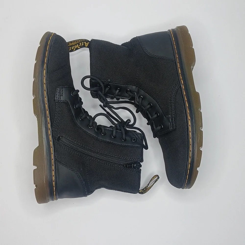Dr. Martens Black 8 Eyelet Canvas Lace Up Combat‎ Boots
